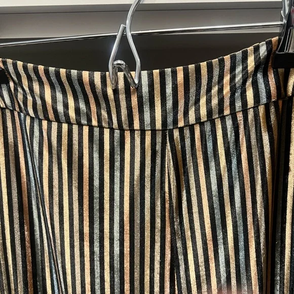 Zara Black and Gold Striped Pants; size small - Picture 4 of 7